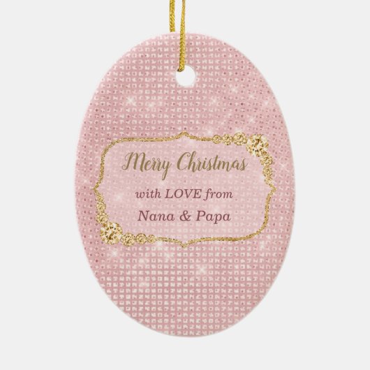 エレガントなピンクは金ゴールドのバレリーナをつけます セラミックオーナメント (裏面)