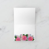 エレガントなピンクオレンジのローズブーケ花ウェディングT サンキューカード (内部)