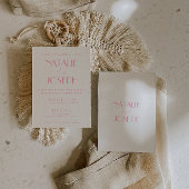 エレガントなピンクオレンジ スタイリッシュ ミニマル ウェディング 招待状