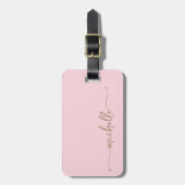 エレガントなピンクゴールドのカリグラフィー・スクリプト・モノグラム名前 ラゲッジタグ (正面縦)