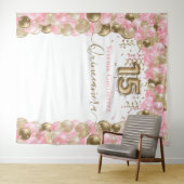 エレガントなピンクゴールドのバルーンアーチ　キンセアニェーラ タペストリー (インサイチュ(横))