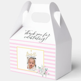エレガントなピンクゴールドのフォト洗礼記念品 フェイバーボックス