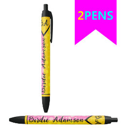 エレガントなピンクゴールドのモノグラムスクリプトネーム、スタイリッシュ 黒ボールペン