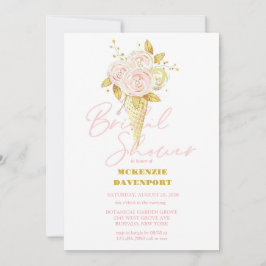 エレガントなピンクゴールドの牡丹花 ブライダルシャワー 招待状