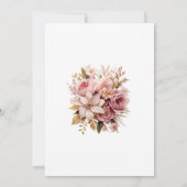 エレガントなピンクゴールドの花の結婚式 招待状 (裏面)