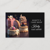 エレガントなピンクゴールドの花モチーフのケーキ専門店 名刺 (正面)