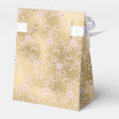 エレガントなピンクゴールドの花柄レースのブライダルシャワー フェイバーボックス (裏面サイド)