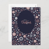 エレガントなピンクゴールドの雪の結晶 冬のクリスマス シーズンポストカード (正面/裏面)