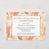 エレガントなピンクゴールドクリーム 50周年結婚記念日 招待状 (正面/裏面)