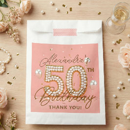 エレガントなピンクゴールドパールの50歳の誕生日パーティー フェイバーバッグ