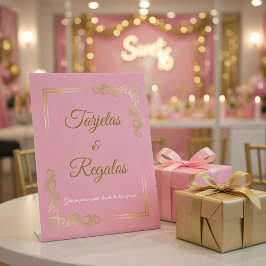 エレガントなピンクゴールドフレームのキンセアニエラ カード＆ギフト 台座サイン