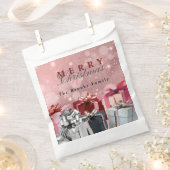 エレガントなピンクシルバー包装のギフトボックス　クリスマス フェイバーバッグ (クリップ留めされた状態)