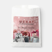 エレガントなピンクシルバー包装のギフトボックス　クリスマス フェイバーバッグ (正面)