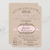 エレガントなピンクスクリーンの誕生日の招待状 招待状 (正面/裏面)