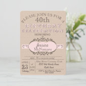 エレガントなピンクスクリーンの誕生日の招待状 招待状 (スタンド正面)