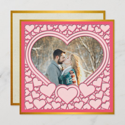 エレガントなピンクハート おしゃれなバレンタインデーのデザイン ノートカード (正面/裏面)