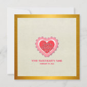 エレガントなピンクハート ハッピー バレンタインデー おしゃれ カード (裏面)