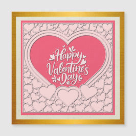 エレガントなピンクハート ハッピー バレンタインデー おしゃれ マグネット招待状