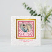 エレガントなピンクハート Happy Valentine's Day スタイリッシュ カード (スタンド正面)