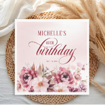 エレガントなピンクバーガンディーフラワー 80歳の誕生日