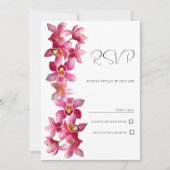 エレガントなピンクバーガンディー蘭の花RSVP 招待状 (正面)