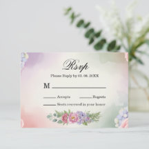 エレガントなピンクパープルのアジサイの結婚式の返信カード