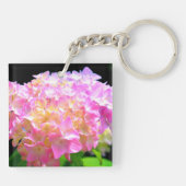 エレガントなピンクパープルオレンジのハイドランジア - 花嫁 キーホルダー (裏面)
