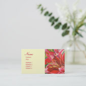 エレガントなピンクユリデザイナー水彩画のプロフィールカード 名刺 (スタンド正面)