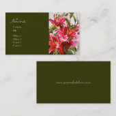 エレガントなピンクユリデザイナー水彩画のプロフィールカード 名刺 (正面/裏面)