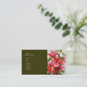 エレガントなピンクユリデザイナー水彩画のプロフィールカード 名刺 (スタンド正面)