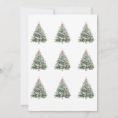 エレガントなピンクリボンのクリスマスツリーカード 招待状 (裏面)