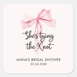 エレガントなピンクリボン ブライダルシャワー スクエアシール