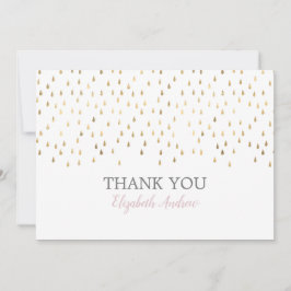 エレガントなピンク及び金ゴールドの雨滴バルミツワー サンキューカード