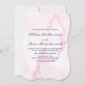 エレガントなピンク大理石の結婚式招待状 招待状 (正面)