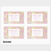 エレガントなピンク大理石ゴールドキャンドルラベルテンプレート 長方形シール (シート)