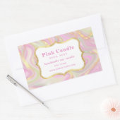 エレガントなピンク大理石ゴールドキャンドルラベルテンプレート 長方形シール (封筒)