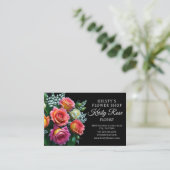 エレガントなピンク オレンジ 白 ローズ フラワー フローリスト 名刺 (スタンド正面)