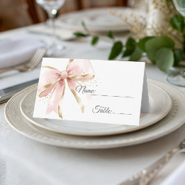 エレガントなピンク＆ゴールドのクコッテ ボウ プレイスカード