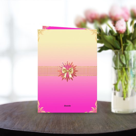 エレガントなピンク＆ゴールドのボウ　お姉さんへの母の日 シーズンカード