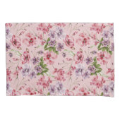 エレガントなピンク パープル グリーン 花柄 グリーンインテリア 枕カバー (正面左)