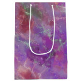 エレガントなピンク、パープル、シルバーの大理石模様 ミディアムペーパーバッグ (裏面)