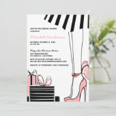 エレガントなピンク ブラックのウェディングシャワー招待状 招待状 (スタンド正面)