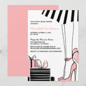 エレガントなピンク ブラックのウェディングシャワー招待状 招待状 (正面/裏面)