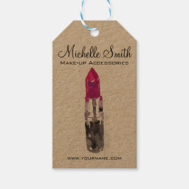 エレガントなピンク ブラック シルバー 水彩口紅 メイク ギフトタグ