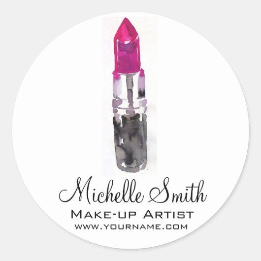 エレガントなピンク ブラック シルバー 水彩口紅 メイク ラウンドシール (正面)