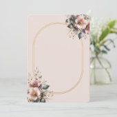 エレガントなピンク、ブルー、クリームの花のウェディング 招待状 (スタンド正面)