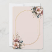 エレガントなピンク、ブルー、クリームの花のウェディング 招待状 (正面)
