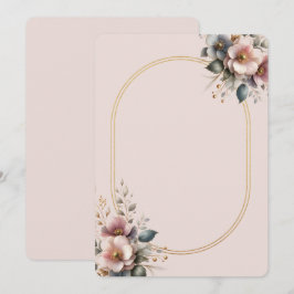 エレガントなピンク、ブルー、クリームの花のウェディング 招待状