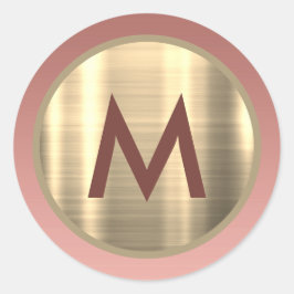 エレガントなピンク ローズゴールド モノグラム ラウンドシール