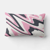 エレガントなピンク、濃紺および白の大理石は見ます ランバークッション (裏面)